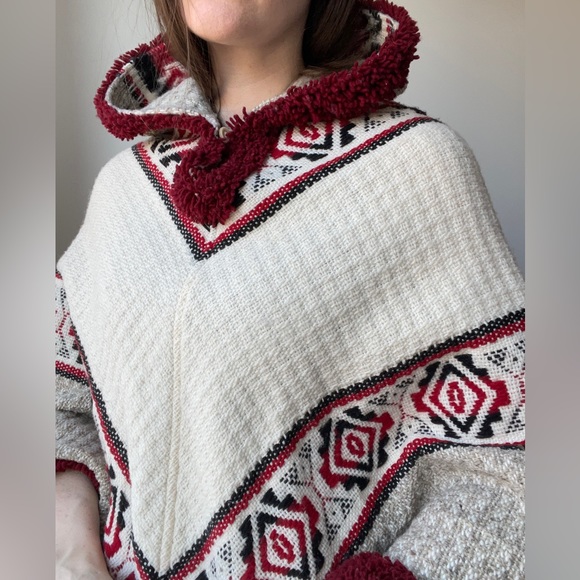 Vintage Milmarte wool woven hooded poncho / approx Xs/S - Picture 4 of 10